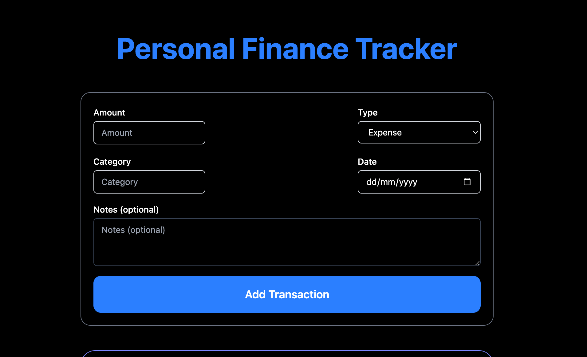 Personal Finance Tracker